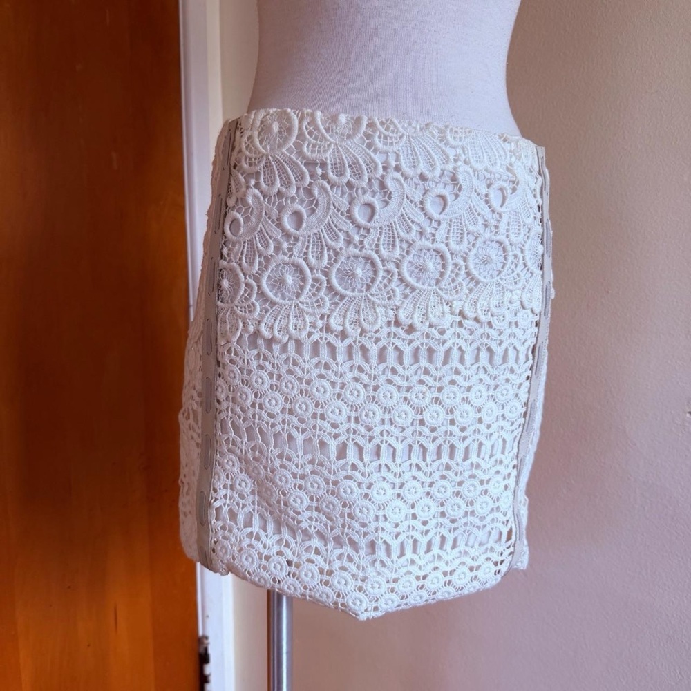 Maje Crochet Mini Skirt Cream